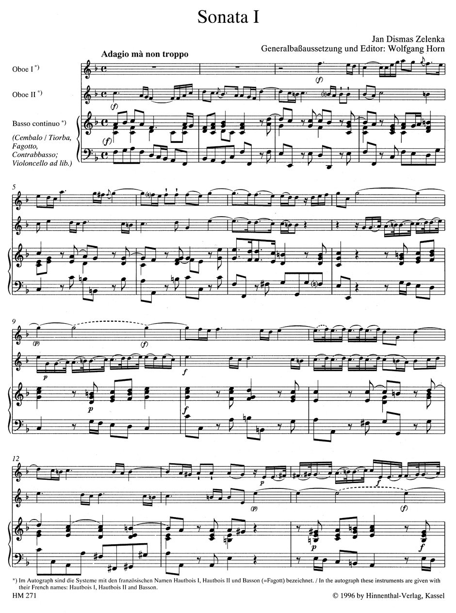 ヤン・ディスマス・ゼレンカ : ソナタ 第一番 ヘ長調 ZWV.181.1 (オーボエ2本、ファゴット、通奏低音) ホルトゥス・ムジクス(ベーレンライター) Amazon | ヤン・ディスマス・ゼレンカ : ソナタ 第一番 ヘ長調 ZWV